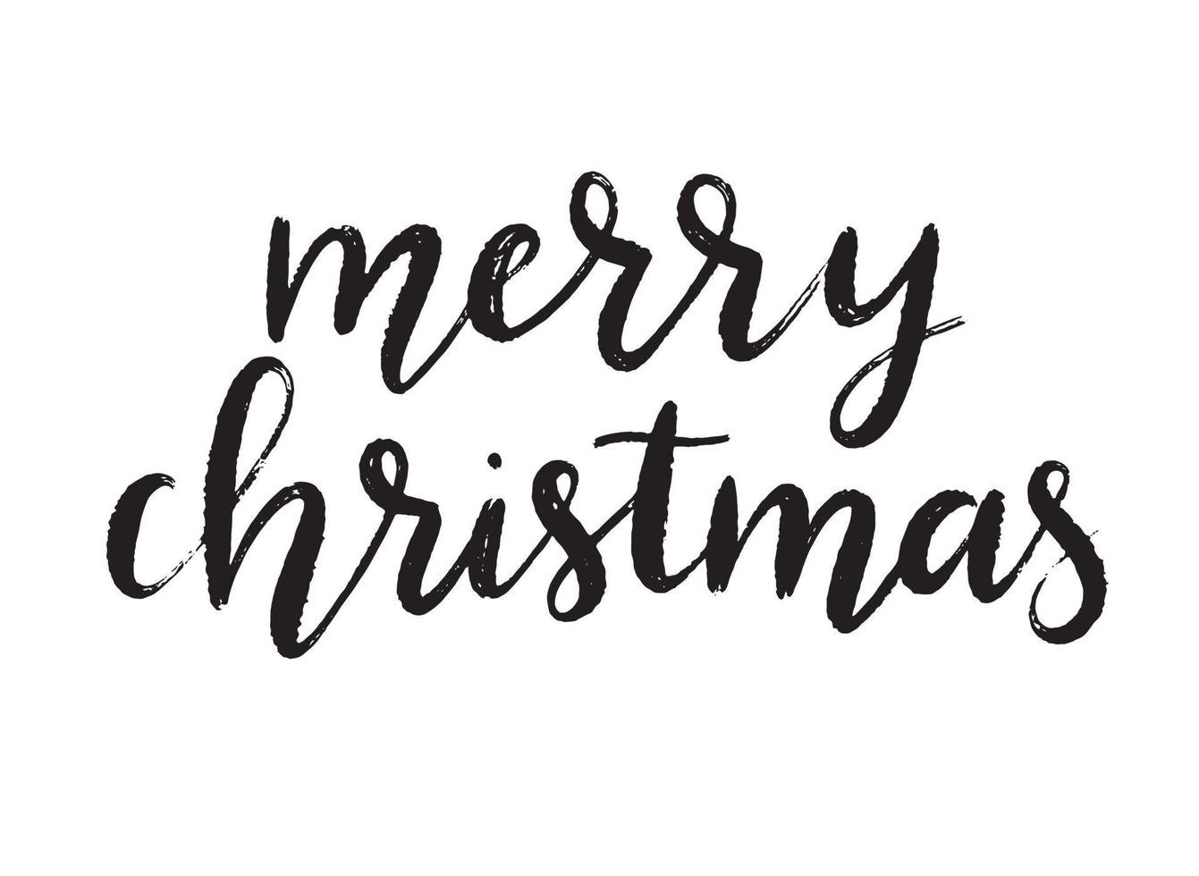 Hand drawn Merry Christmas lettering. Handwritten Christmas calligraphy. Greeting card design. vector