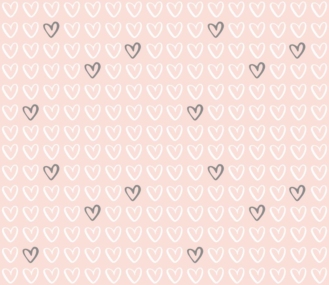 Vector heart pattern. Subtle girly seamless background with hand drawn hearts on pink background.