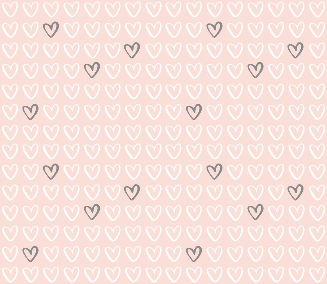 Vector heart pattern. Subtle girly seamless background with hand drawn hearts on pink background.