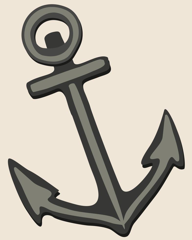 Vector illustration of anchor. Isolated on light beige.