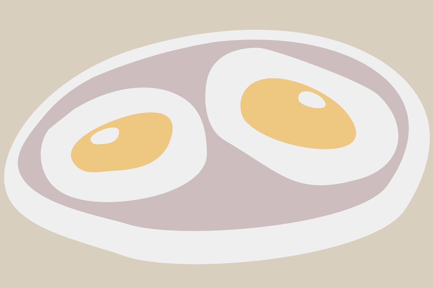 Vector illustration of fried eggs on a plate.