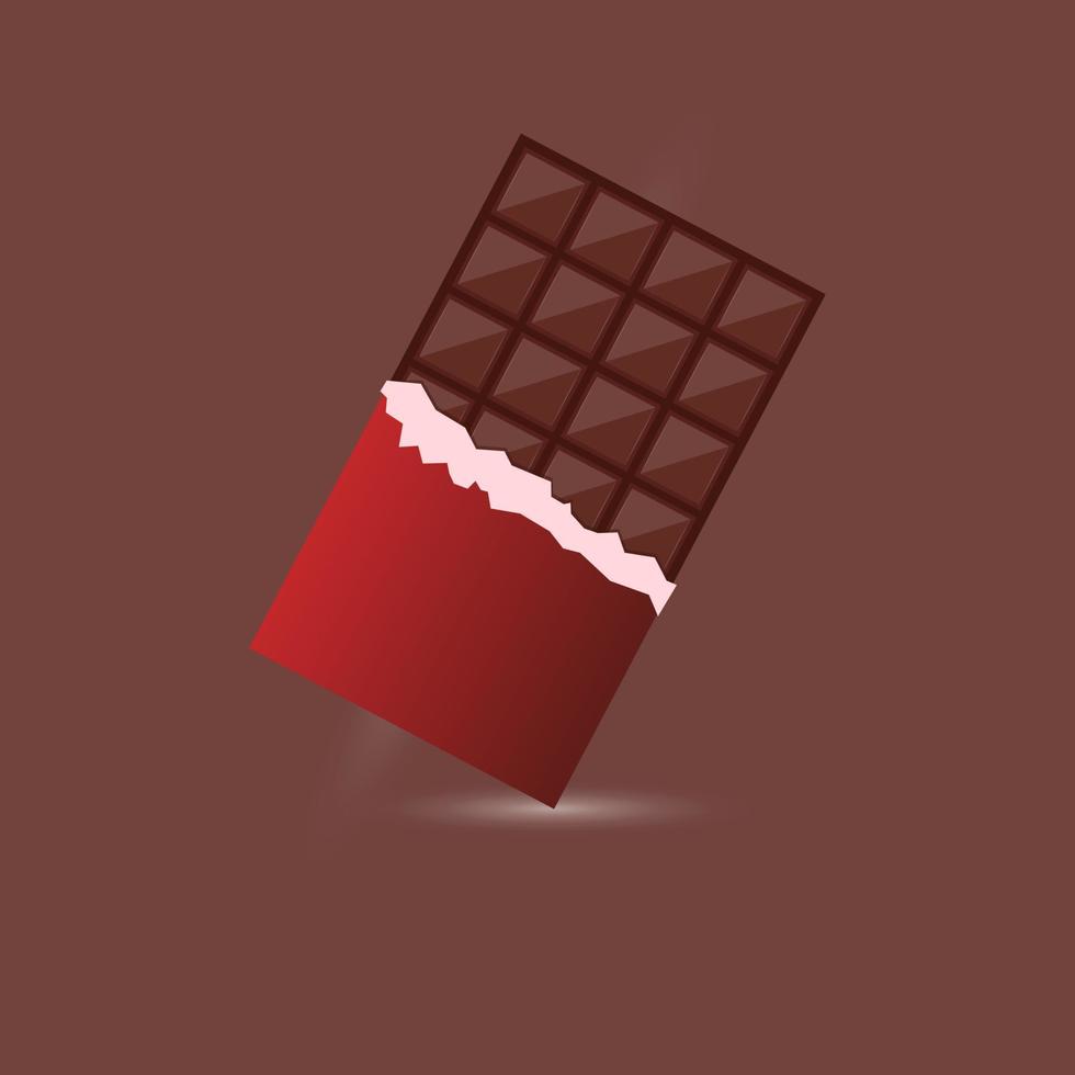 barra de chocolate con paquete rojo vector