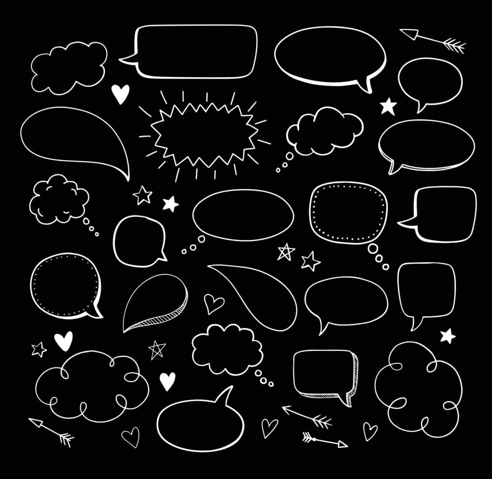 Comic hand drawn blank speech bubbles. Vector doodle blank design elements.