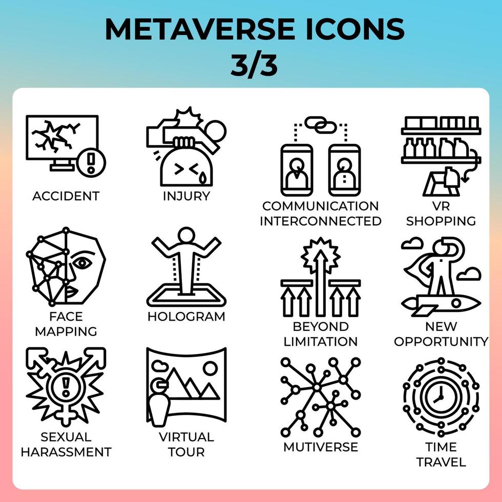 Metaverse icon set vector