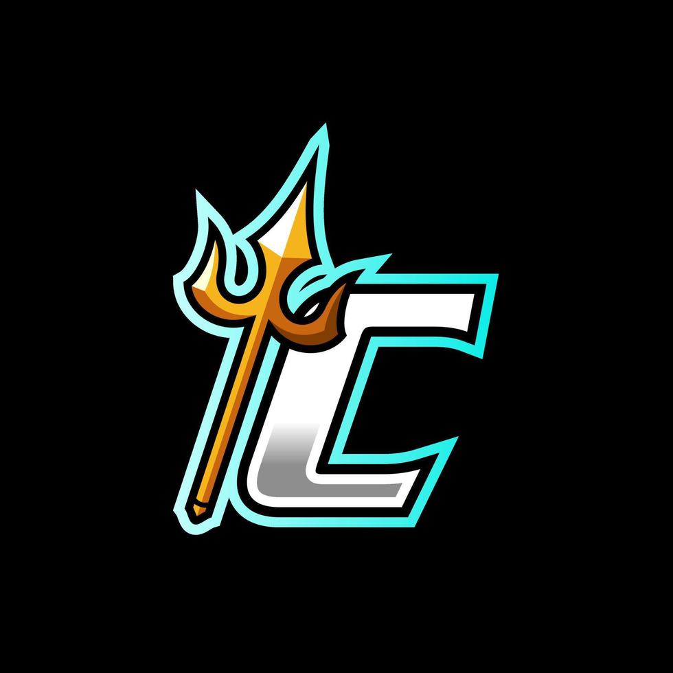Initial C Gold Trident vector