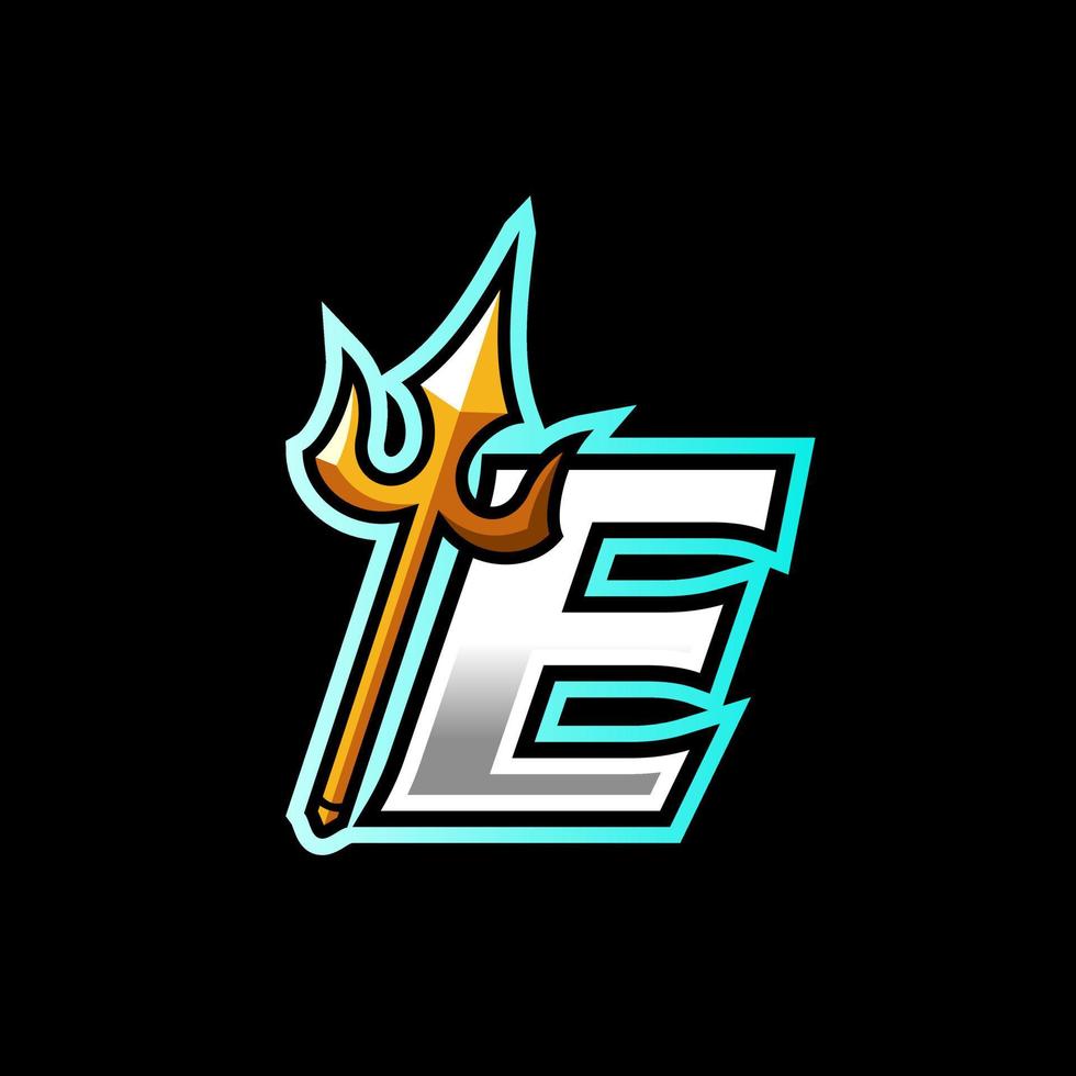 Initial E Gold Trident vector