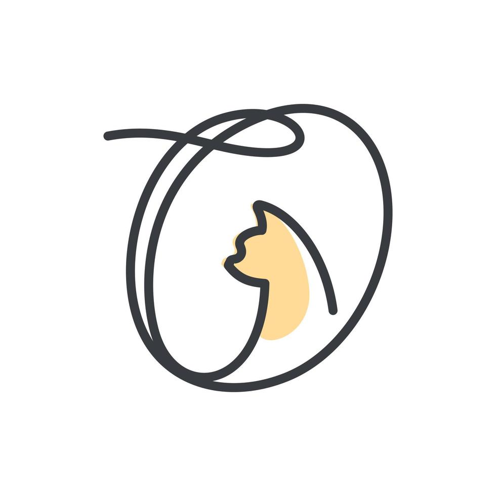 Initial O Cat Logo vector