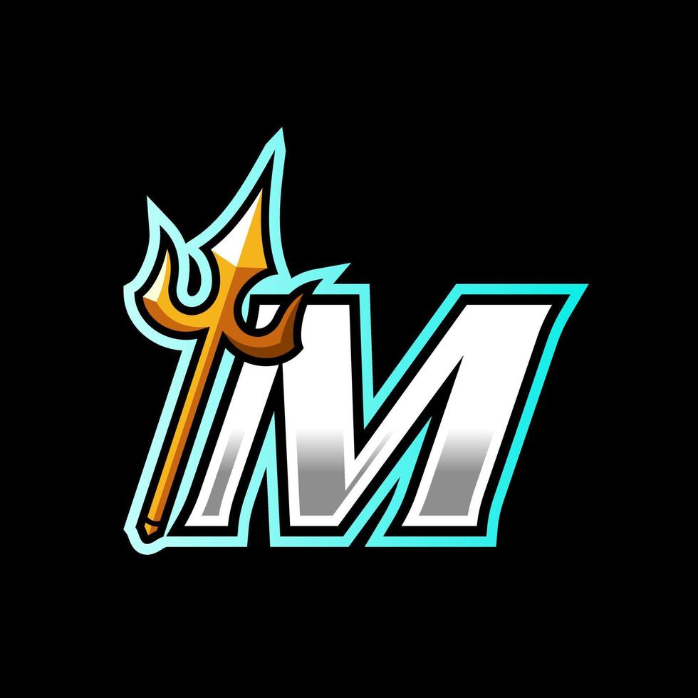 Initial M Gold Trident vector
