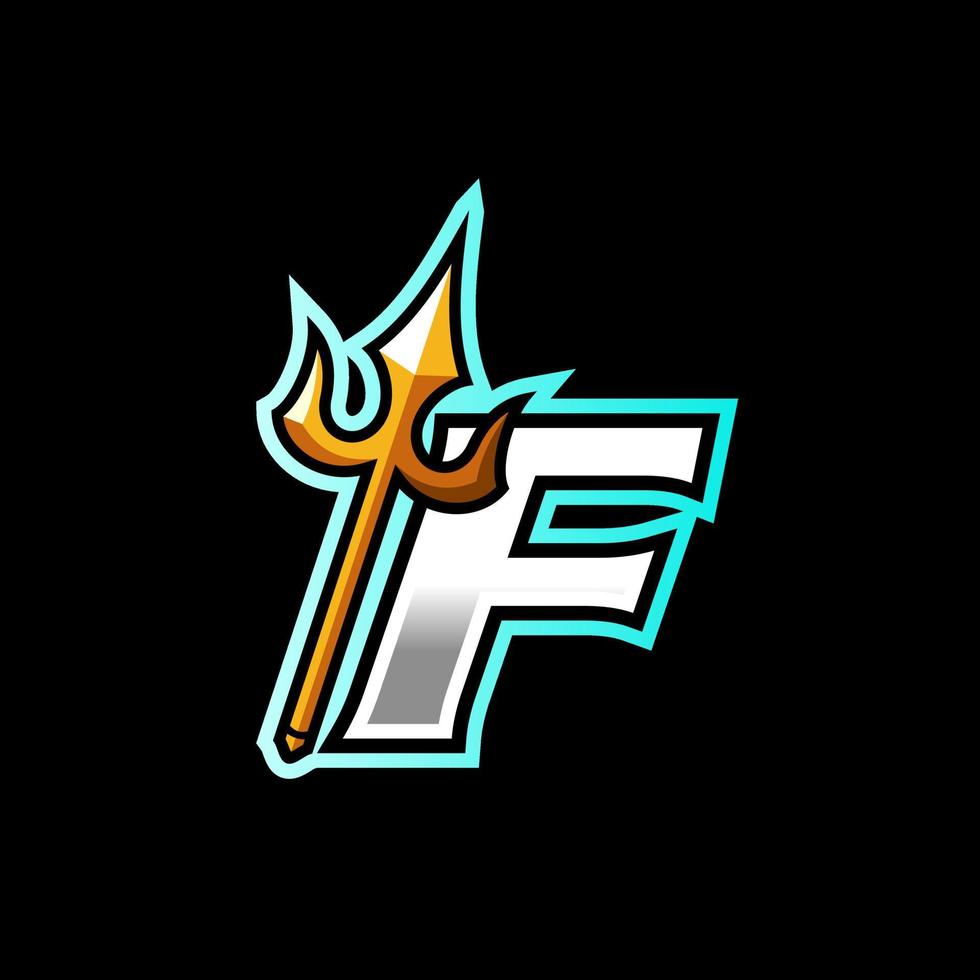 Initial F Gold Trident vector