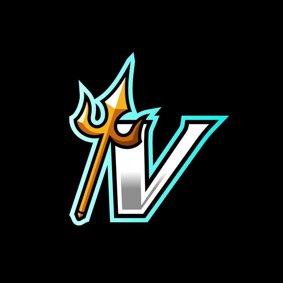 Initial V Gold Trident vector