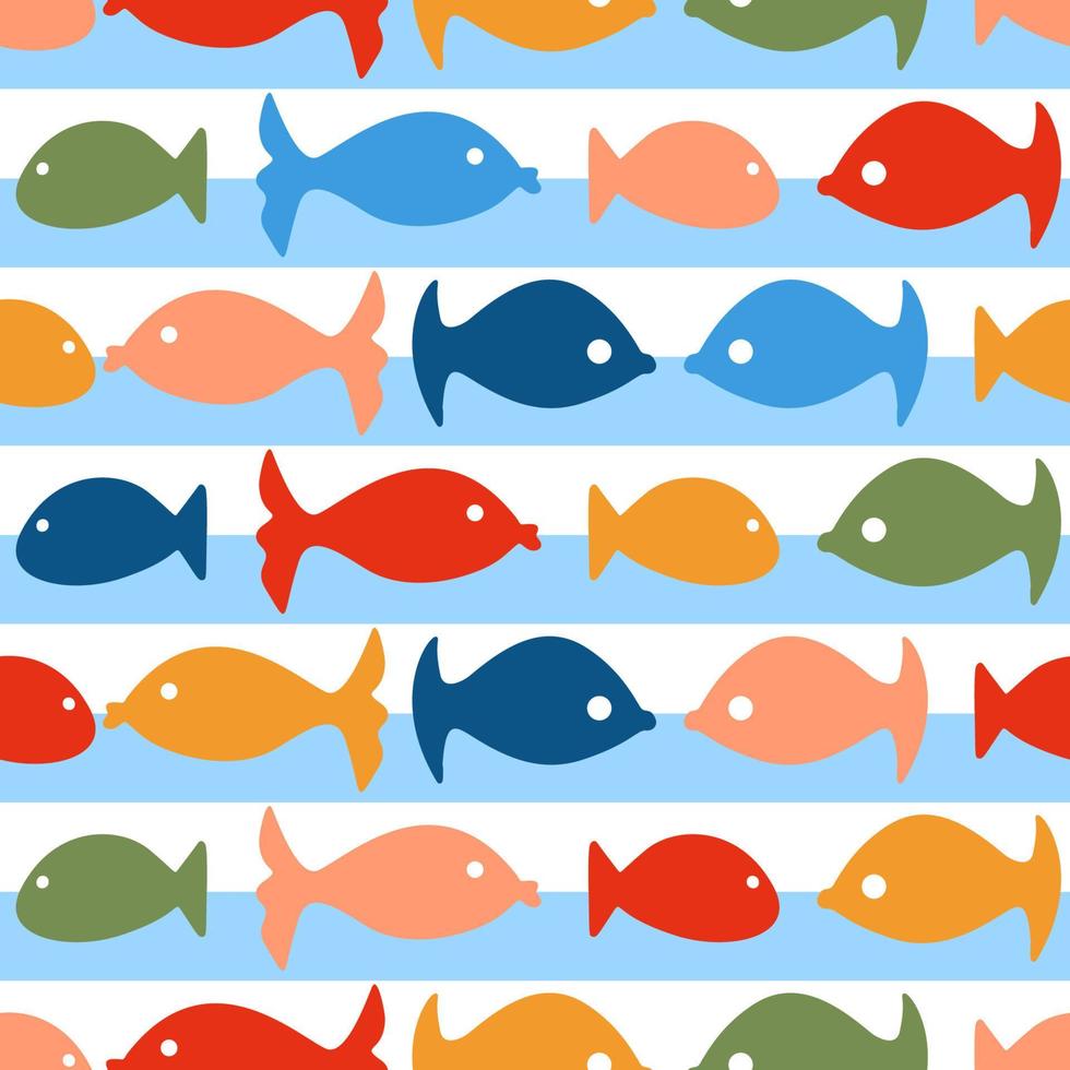 Nursery Kids Fish Seamless Pattern vector