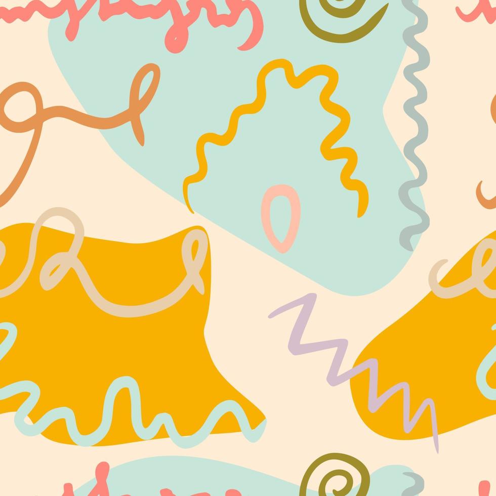 abstract lines shapes trendy seamless hand drawn pattern vector