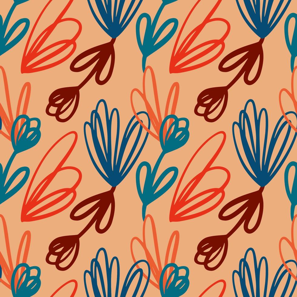 Abstarct Floral Flower Hand Drawn Sketch Seamless Pattern Background vector