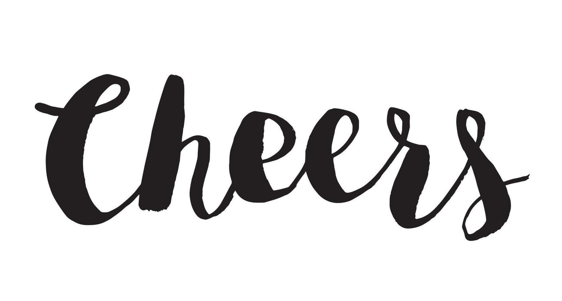 Cheers text. New Year Card. Vector hand lettering in brush script.