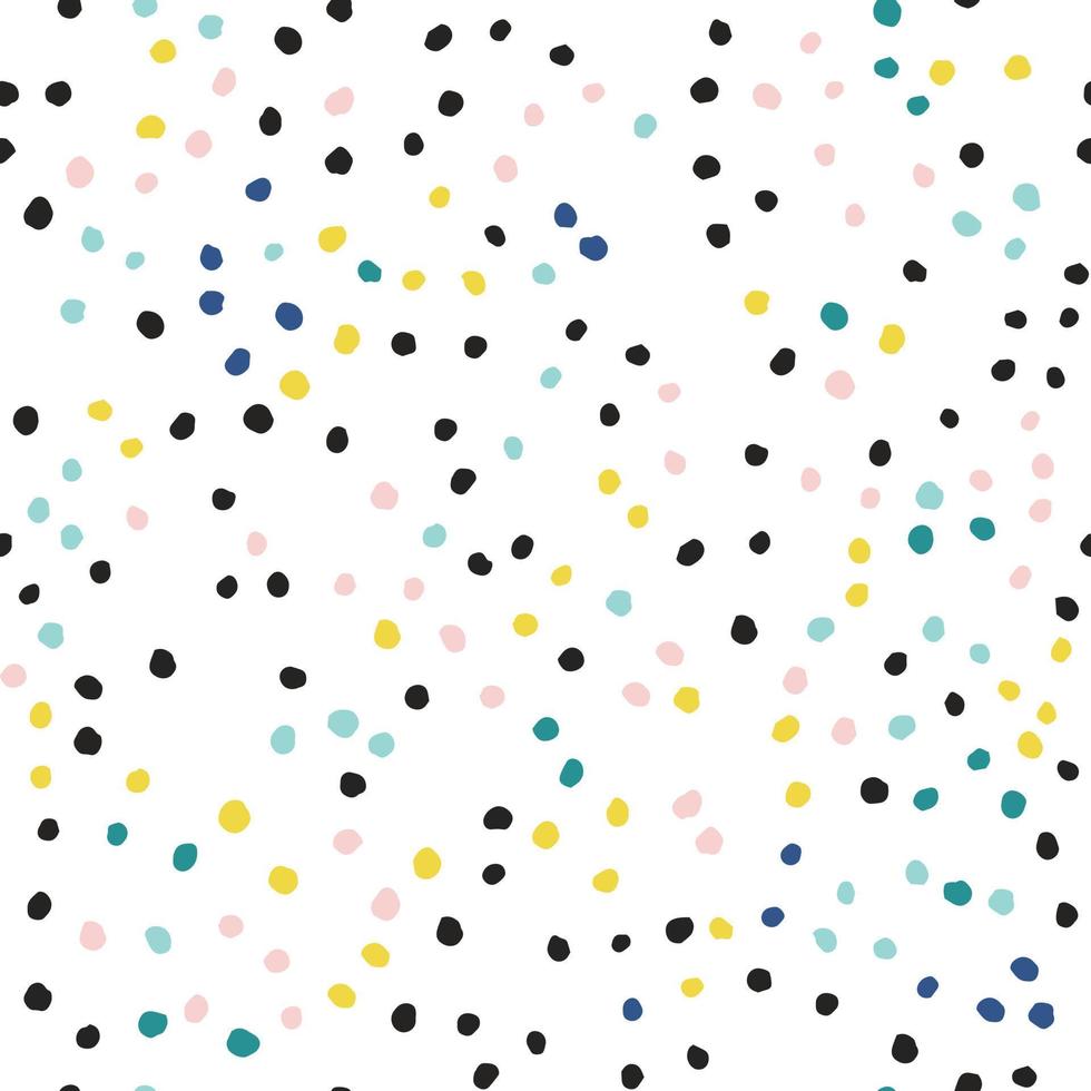 Colorful confetti pattern. Hand drawn brush strokes, dots seamless background.. Doodle hipster print. vector