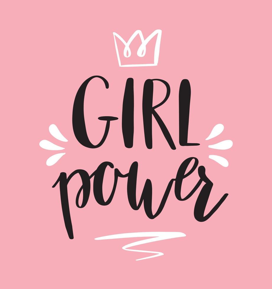 Girl power hand-lettering with crown. Design for poster or t-shirt ...