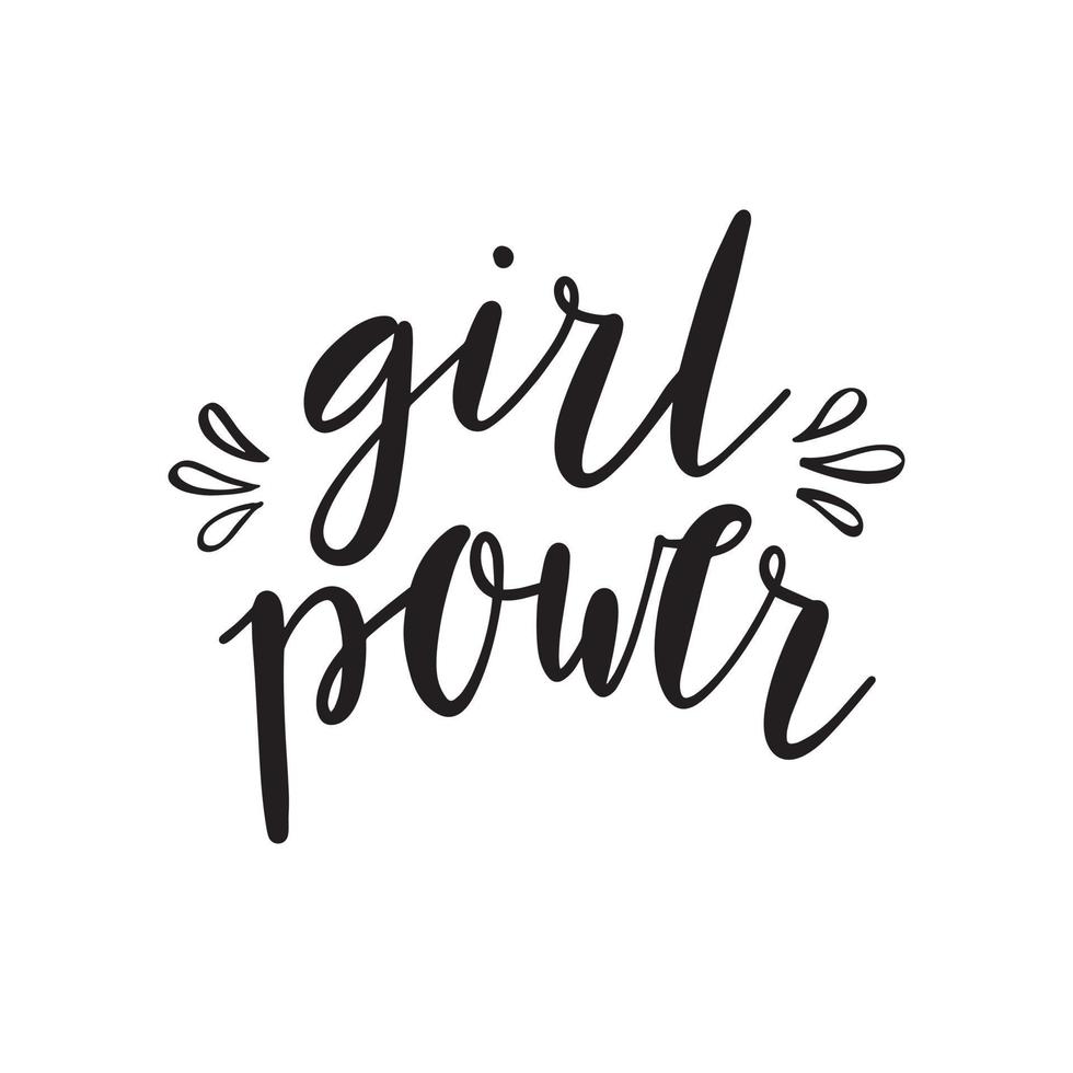 Girl Power. Modern brush calligraphy. Inspirational feminist quote poster design. Graphic design element. vector