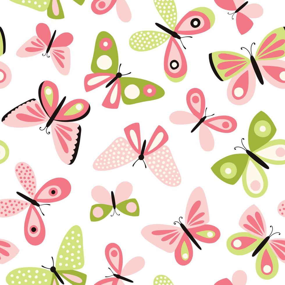 mariposas vector de patrones sin fisuras en colores pastel. fondo de primavera.