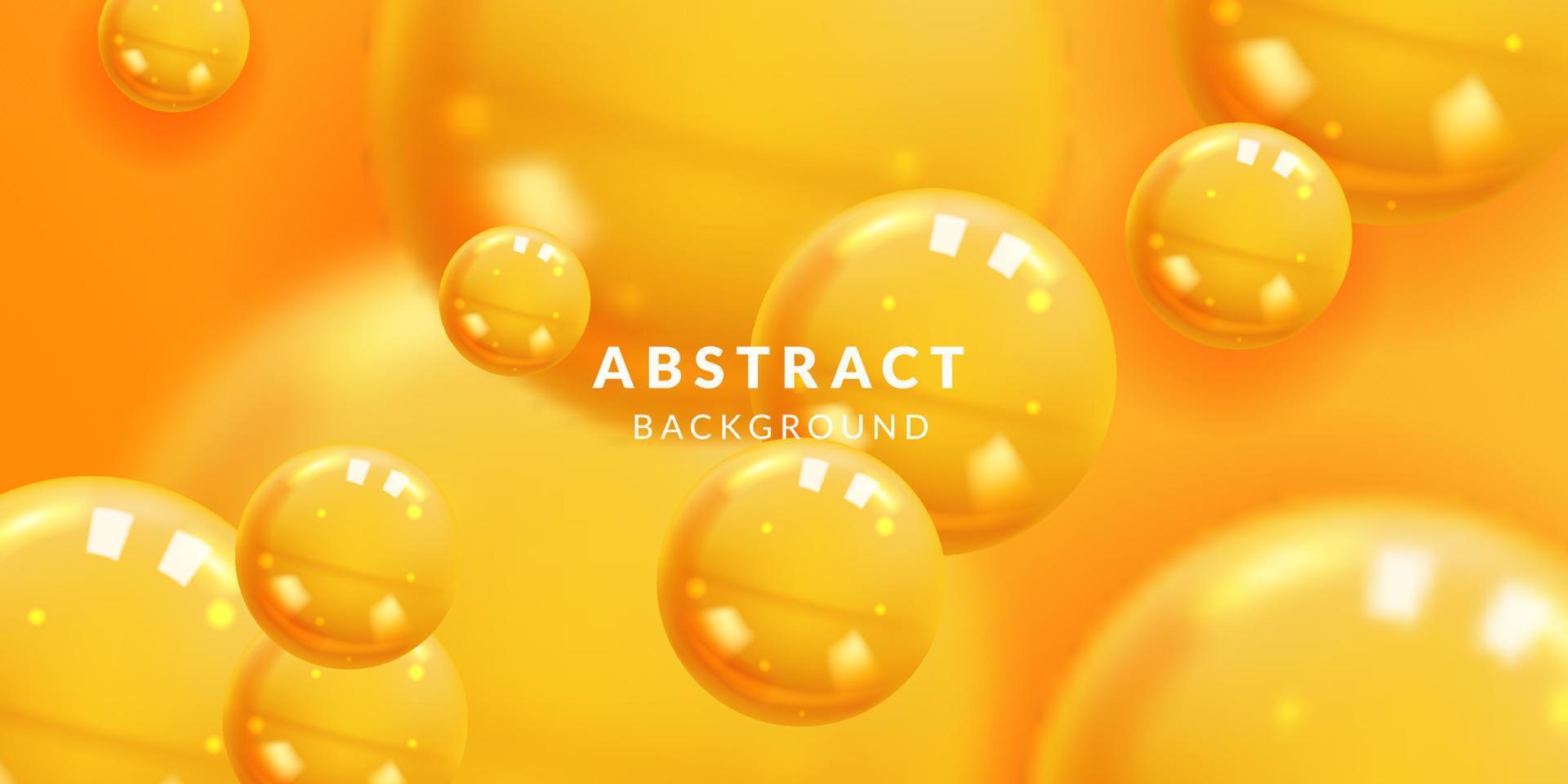 Abstract Background with dynamic glossy 3d realistic yellow Spheres ball for fun creative element vector