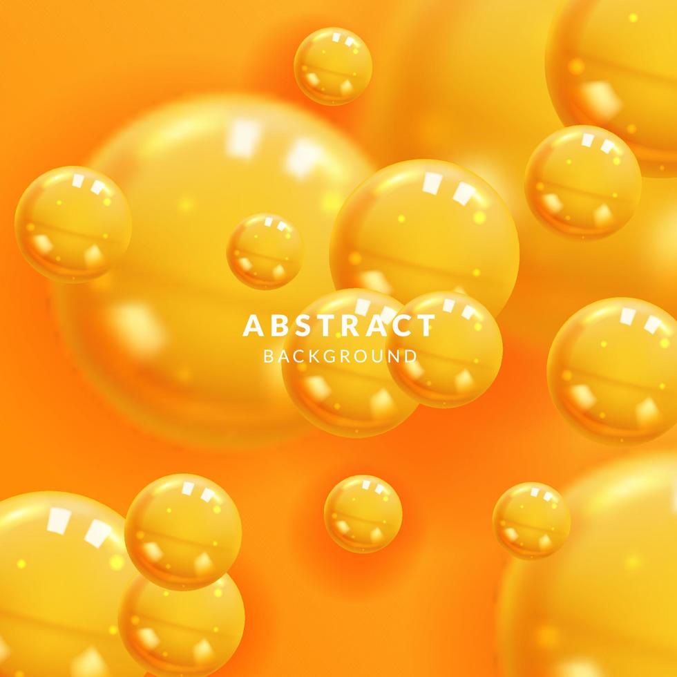 fondo abstracto con bola de esferas amarillas realistas 3d brillantes dinámicas para un elemento creativo divertido vector