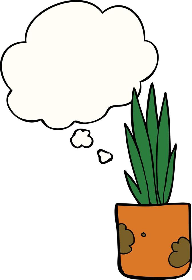 cartoon house plant and thought bubble vector