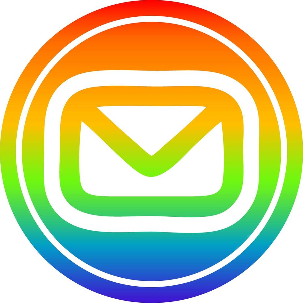 envelope letter circular in rainbow spectrum vector