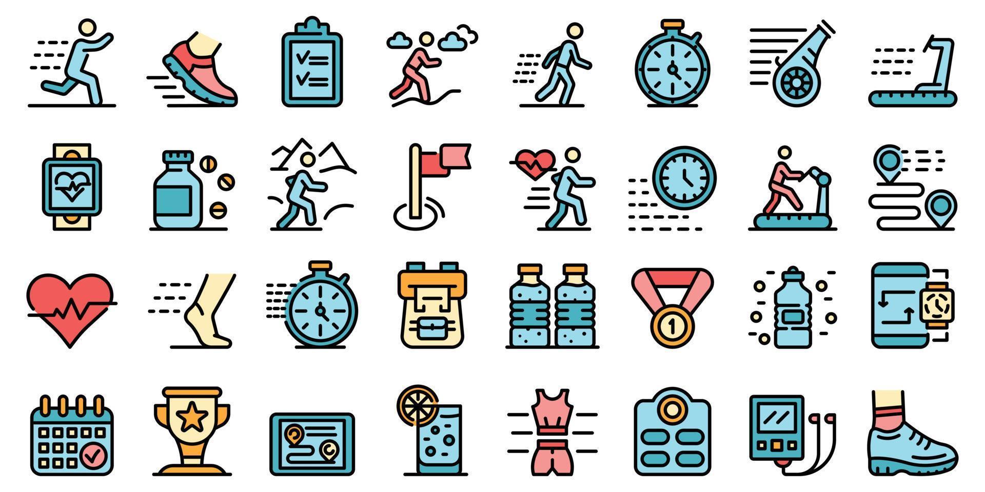 Running icons set vector flat