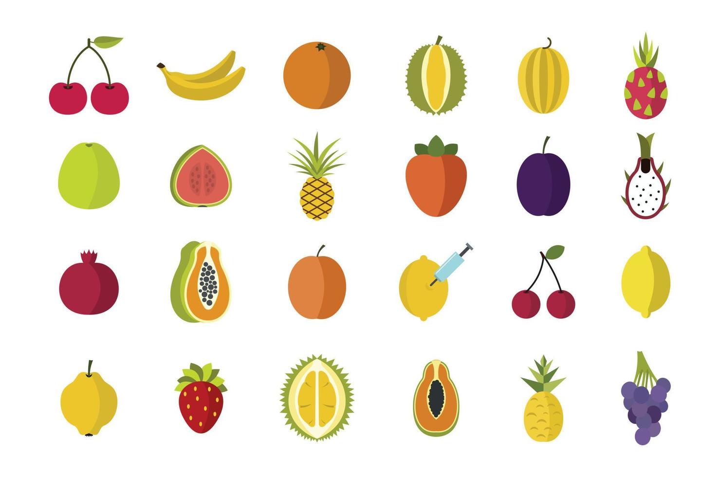 Fruits icon set, flat style vector