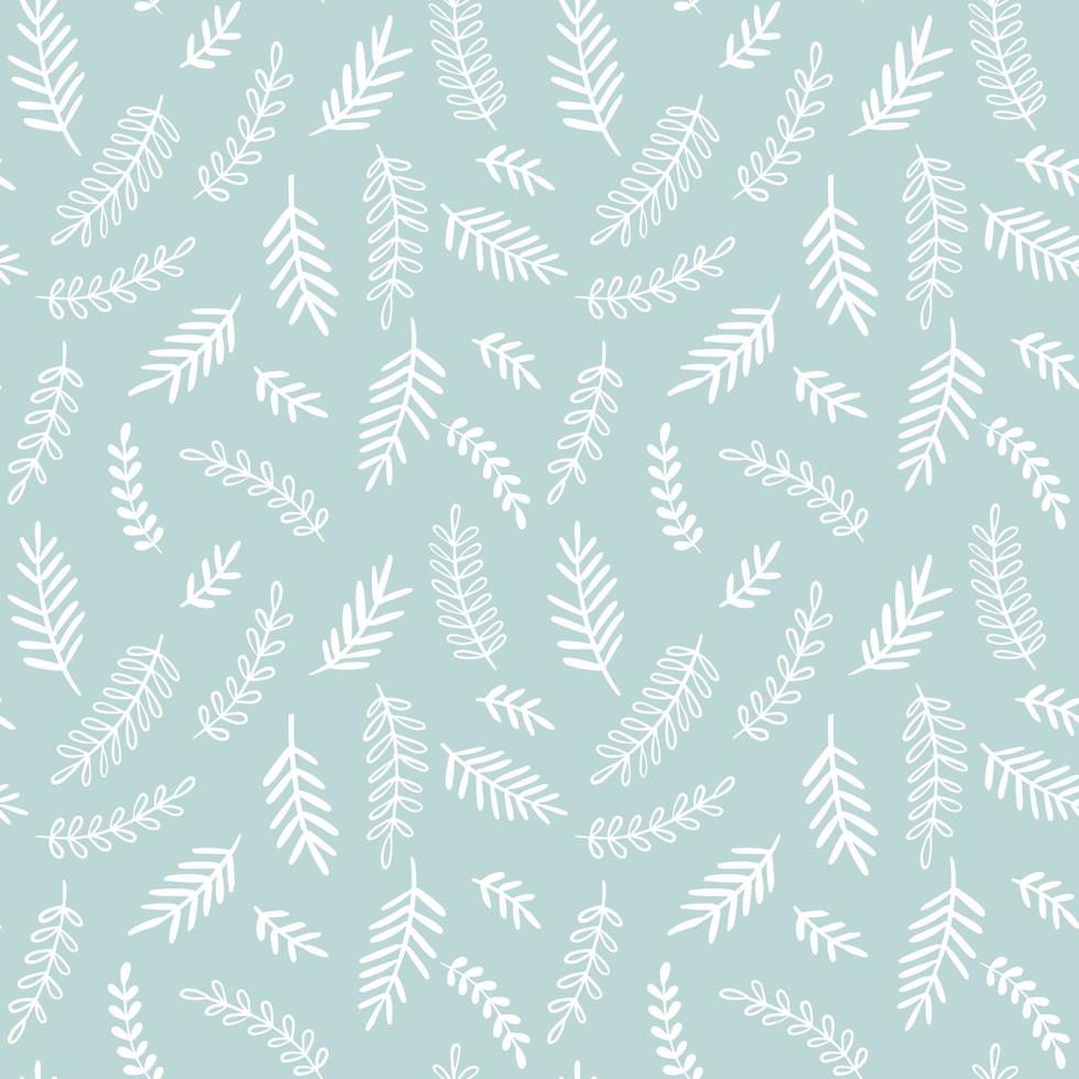 Winter seamless pattern. Hand drawn floral christmas background. Doodle vector illustration.