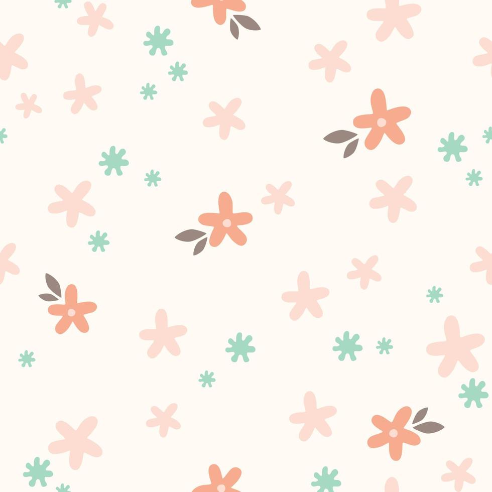 Cute small flowers vector pattern. Seamless floral pattern in delicate pastel colors.