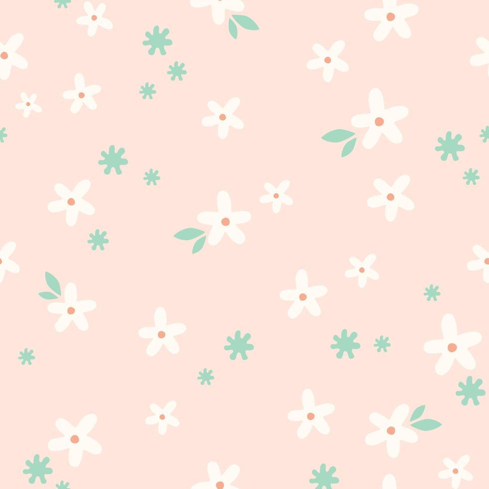 Delicate floral pattern. Seamless vector small flowers background in pink.