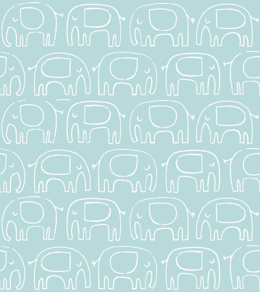 Elephant pattern. Hand drawn doodle elephant silhouette vector seamless background. Baby nursery print.