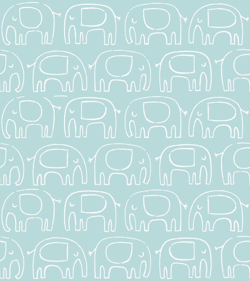 Elephant pattern. Hand drawn doodle elephant silhouette vector seamless background. Baby nursery print.