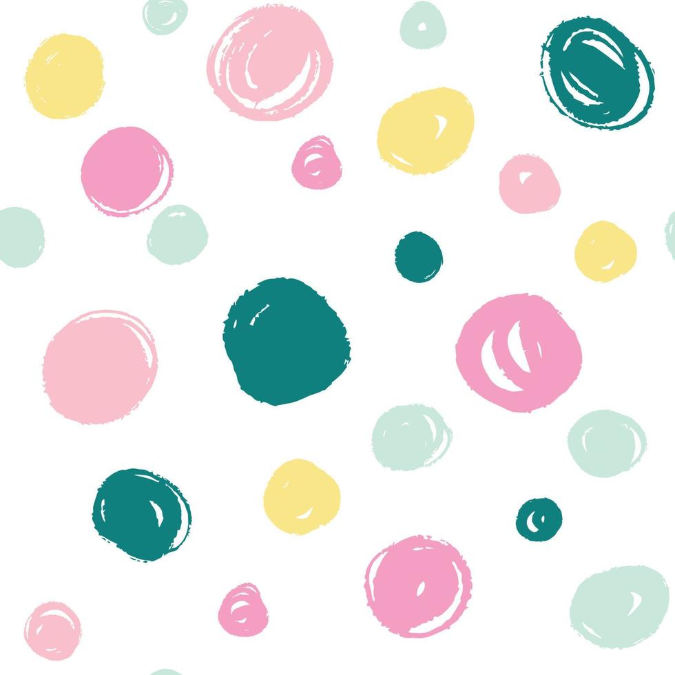 Hand drawn colorful dots pattern. Round brush strokes abstract background. vector