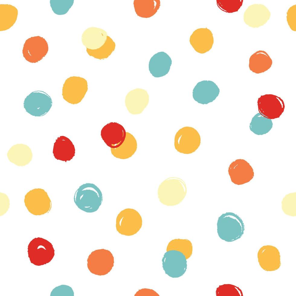 Cute vector seamless pattern. Colorful small dots. Abstract background with round brush strokes.