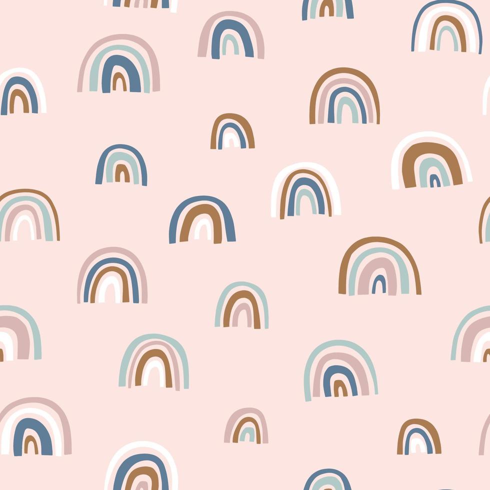 Cute Rainbow abstract pattern. Hand drawn doodle vector seamless background. Design for fabric, cards, stationery.