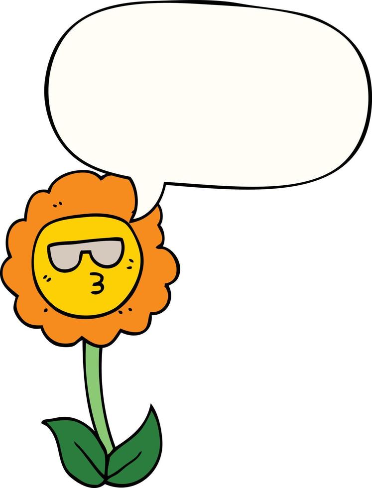 cartoon flower and speech bubble vector