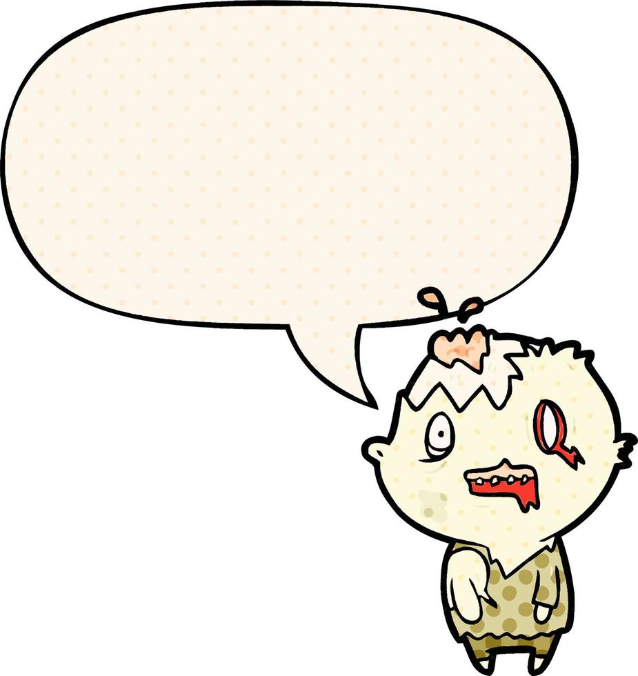 cartoon zombie and speech bubble in comic book style vector