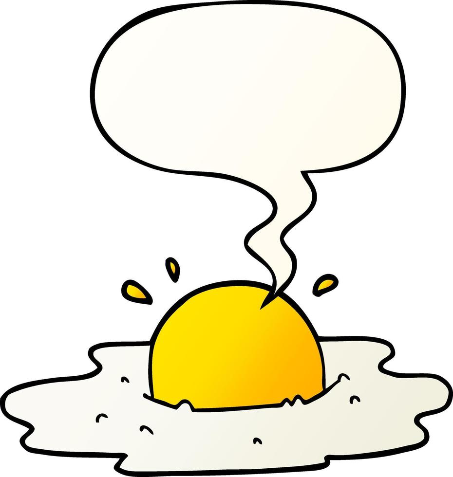 cartoon fried egg and speech bubble in smooth gradient style vector