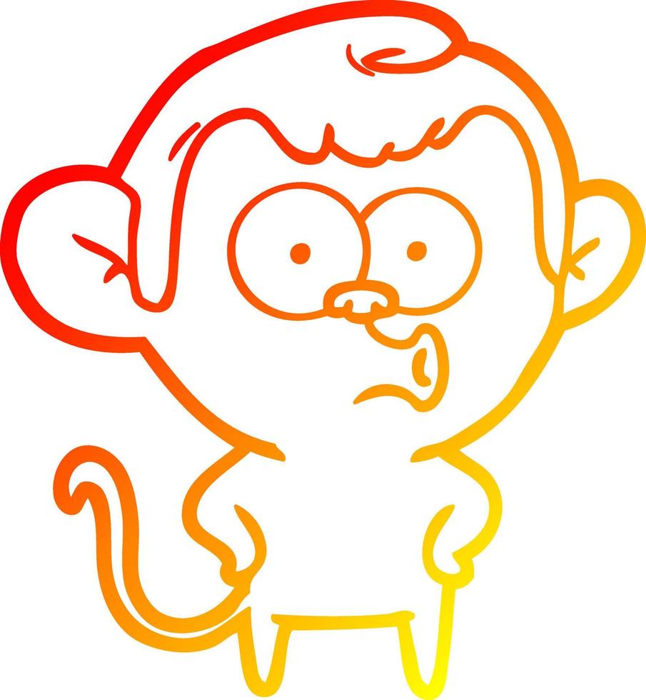 warm gradient line drawing cartoon surprised monkey vector