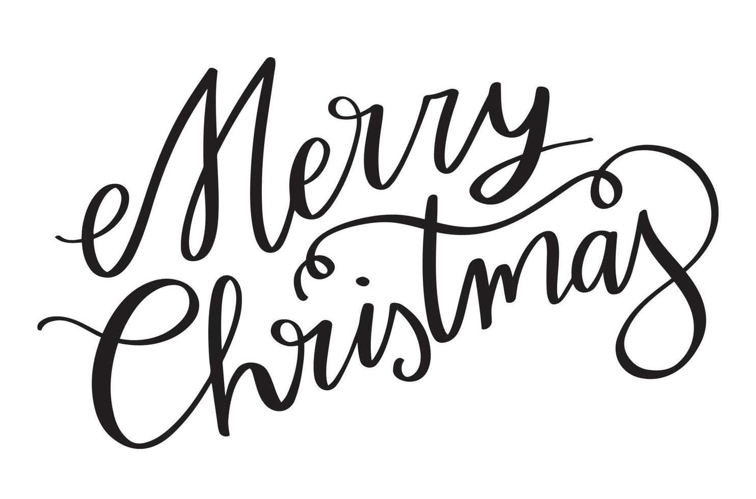 Hand drawn Merry Christmas lettering. Handwritten Christmas calligraphy. Greeting card design. vector