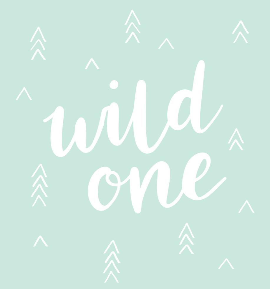 Wild one brush calligraphy with triangles, arrows pattern. Tribal design element for posters, wall art, fashion. vector