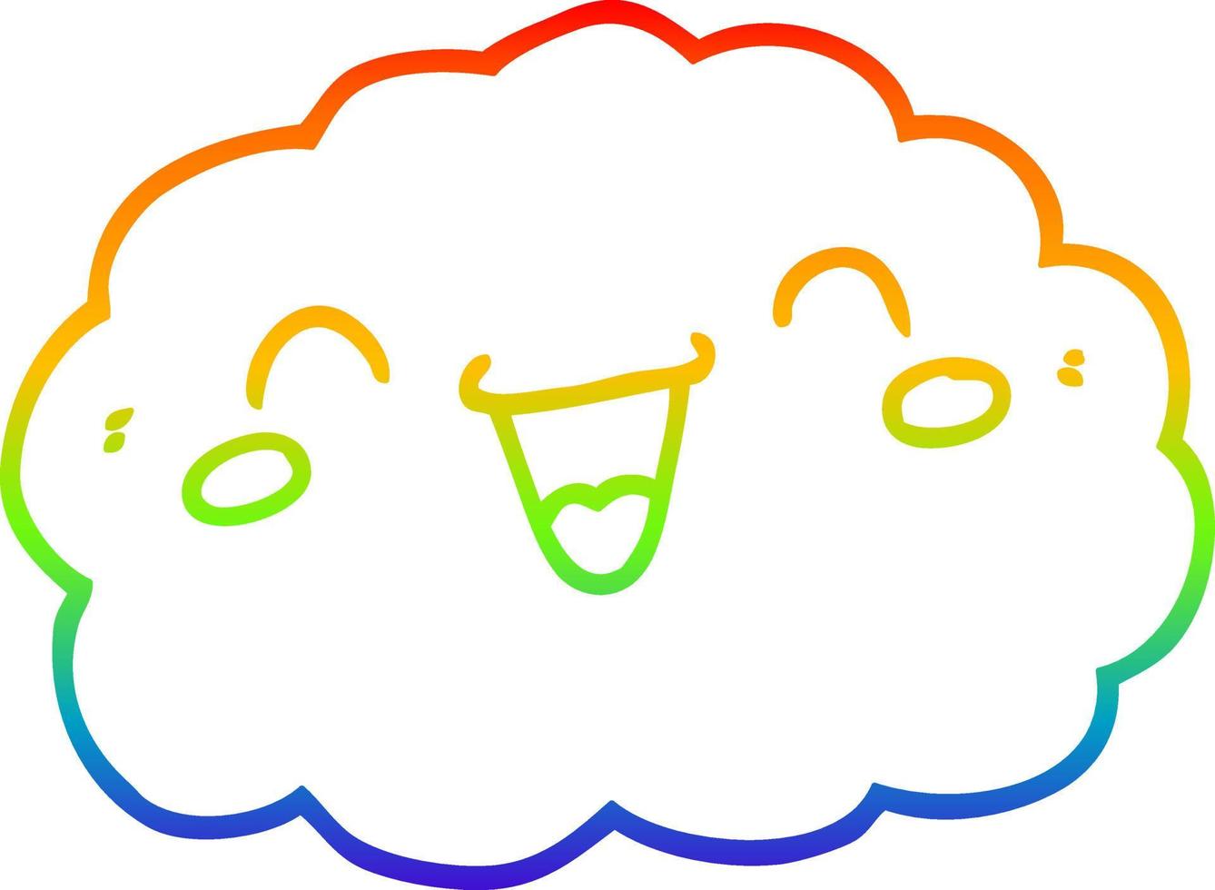 rainbow gradient line drawing happy cartoon cloud vector