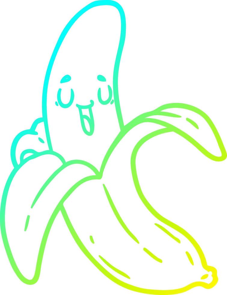 cold gradient line drawing cartoon banana vector