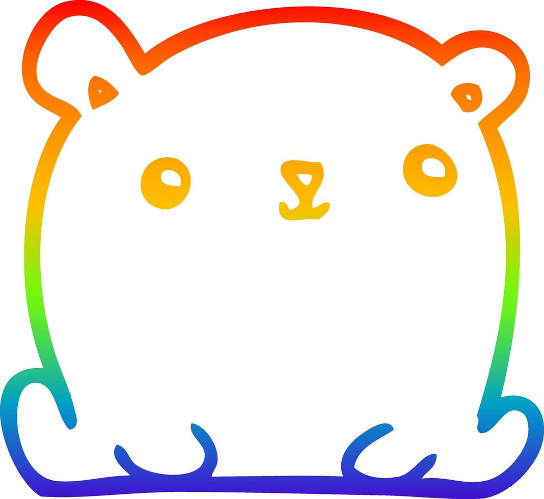 dibujo de línea de gradiente de arco iris lindo oso de dibujos animados vector