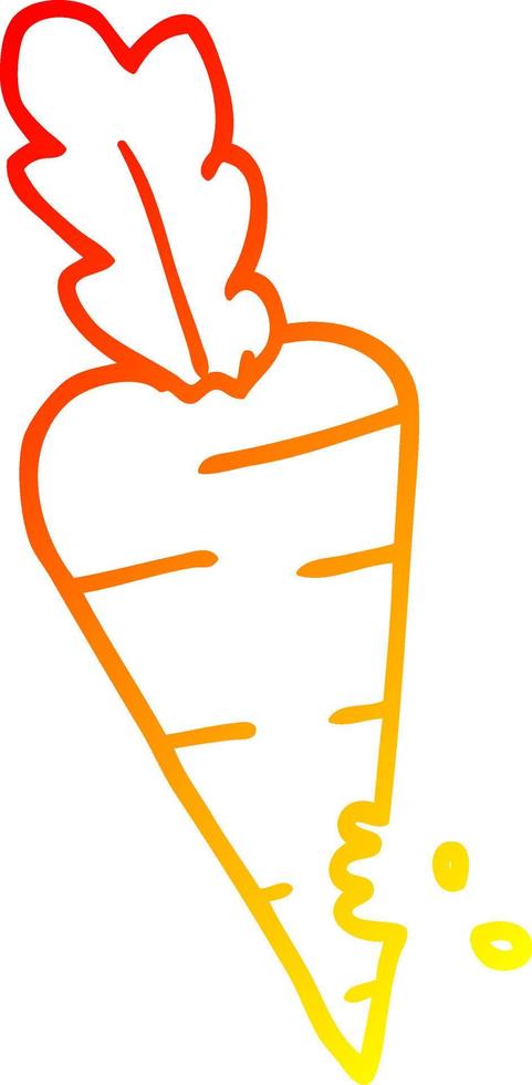 warm gradient line drawing cartoon carrot with bite marks vector