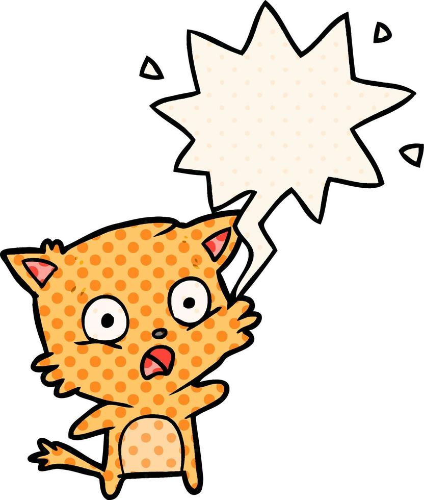 cartoon cat and speech bubble in comic book style vector