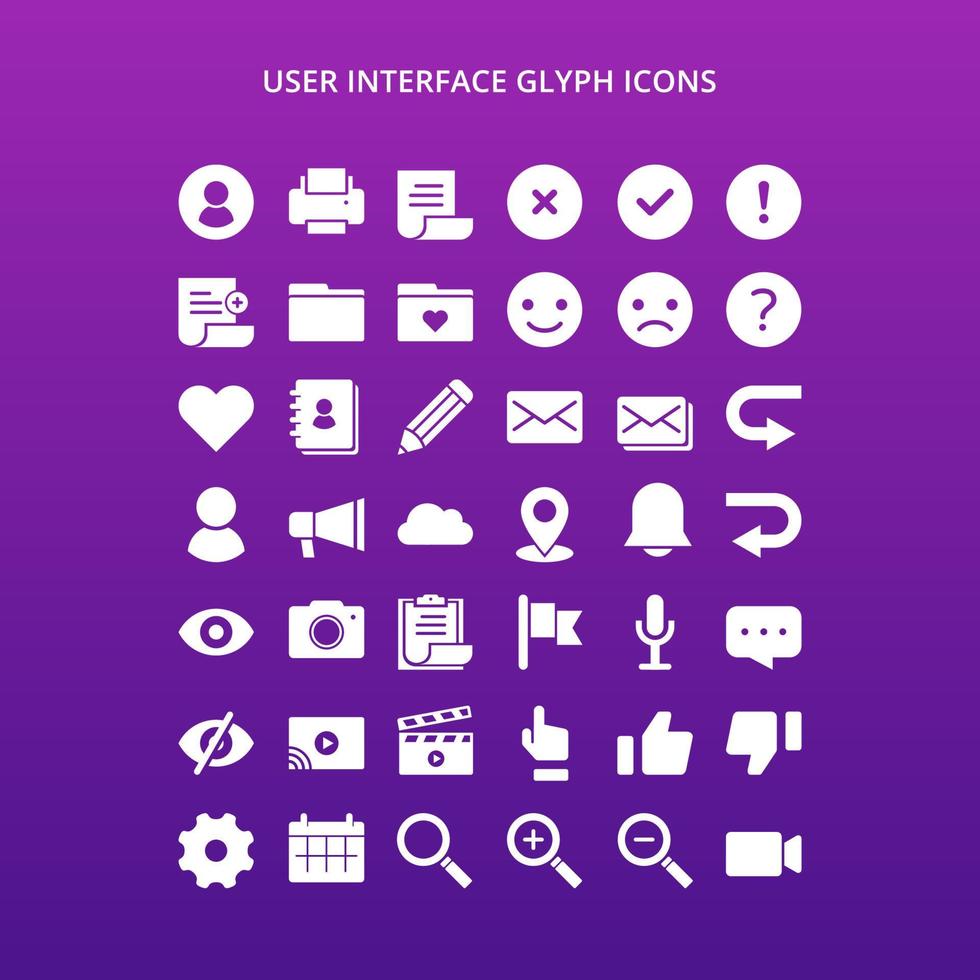 User Interface Glyph Icon Set vector
