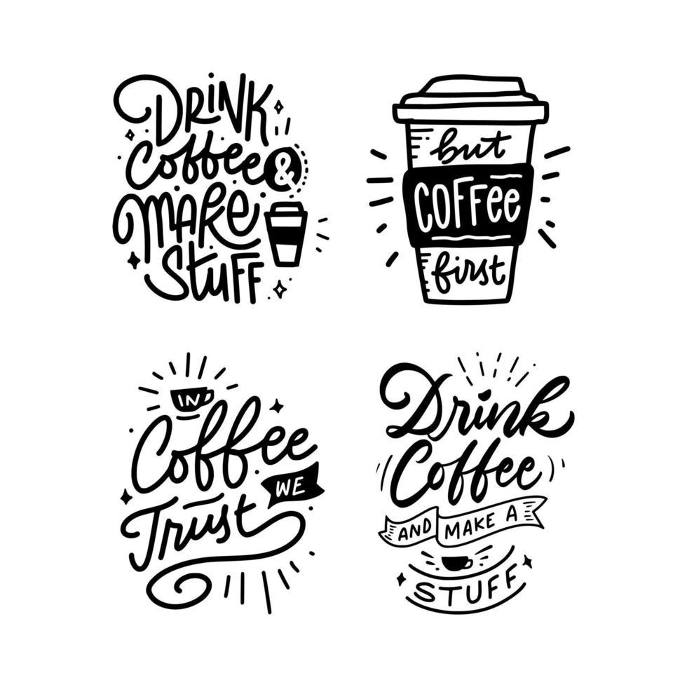 Coffee Lettering Handwritting Typography Quote Vector
