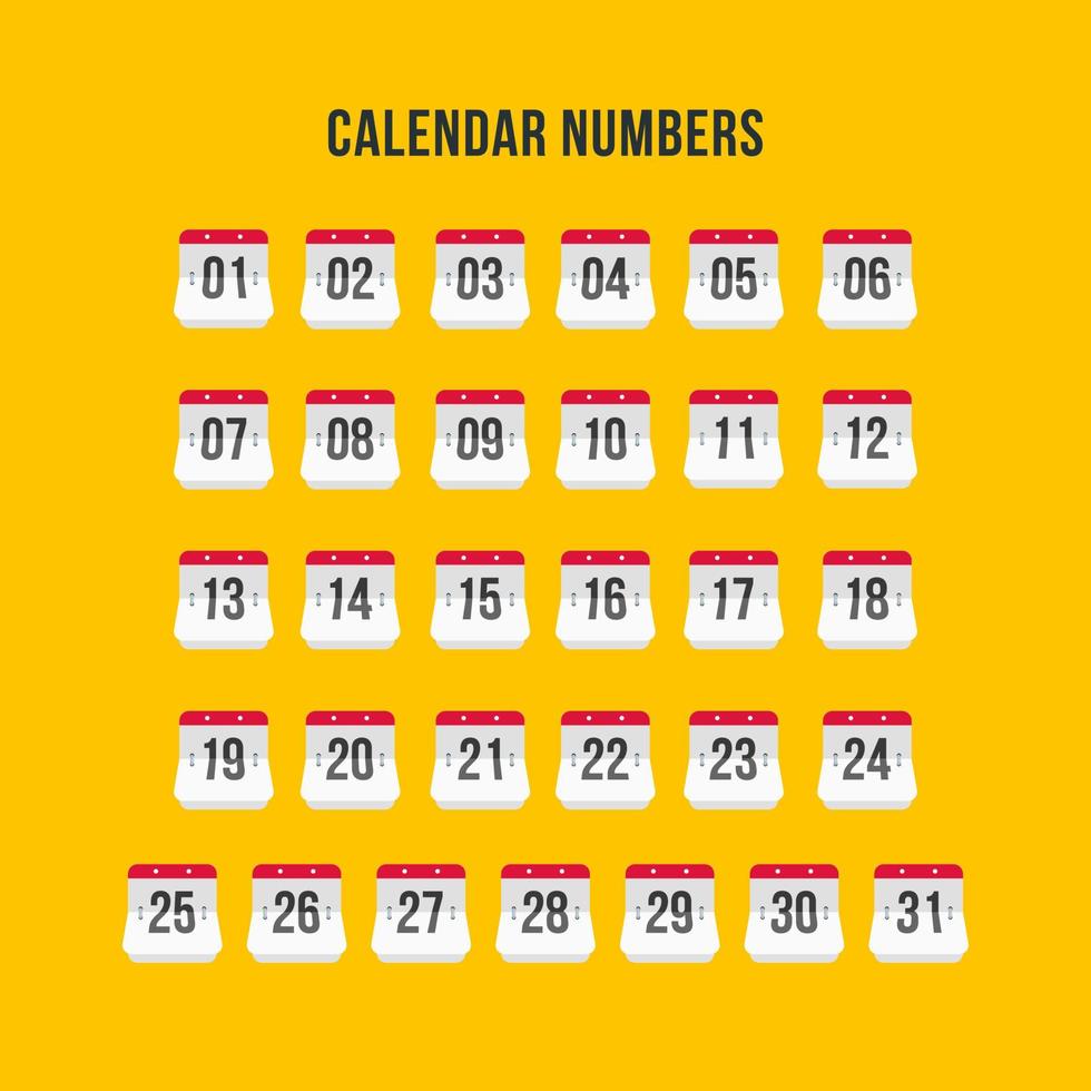 Calendar Number Icon Set vector